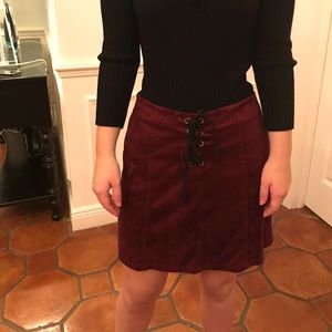 Material Girl faux suede, tie up skirt!